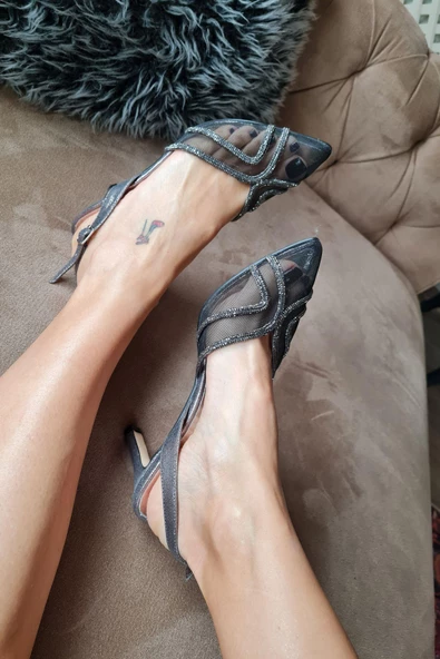 135 5615 Topukla Kadın Taşlı Abiye Ayakkabı - Resim 11