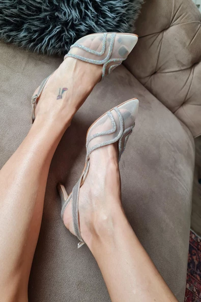 135 5615 Topukla Kadın Taşlı Abiye Ayakkabı ürün görseli