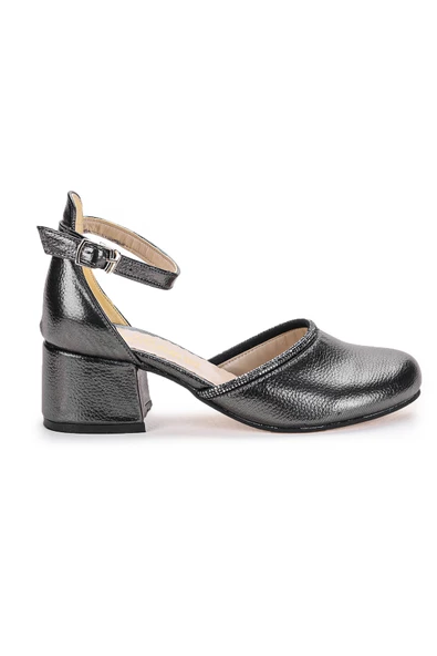 Kiko Kids Ressa Çupra Taşlı Kız Çocuk 5 Cm Topuklu Sandalet Abiye Ayakkabı Platin - 4