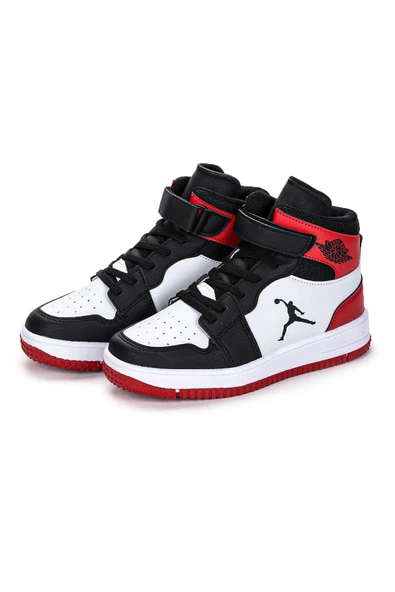 Kiko Kids Hayka Cırtlı Basketbol Erkek/Kız Çocuk Spor Ayakkabı Siyah - Kırmızı - 3