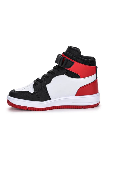 Kiko Kids Hayka Cırtlı Basketbol Erkek/Kız Çocuk Spor Ayakkabı Siyah - Kırmızı - 2