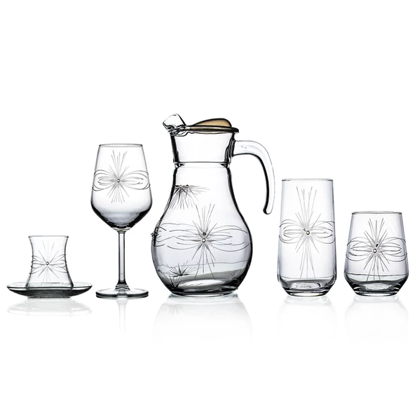 Decocia Kazaan 61 Parça  12 Kişilik  Kesme Bardak Çeyiz Seti Mira Desenli ürün görseli