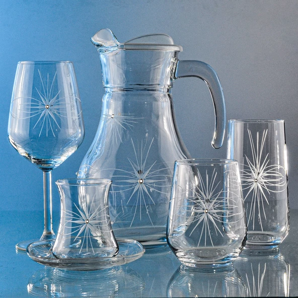 Decocia Kazaan 61 Parça  12 Kişilik  Kesme Bardak Çeyiz Seti Mira Desenli - Resim 3