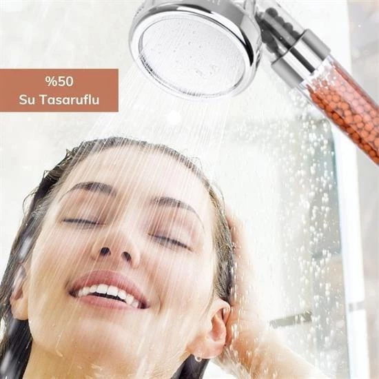 BUFFER® %50 Su Tasarruflu ve Arıtmalı Doğal Taşlı Banyo El Duş Başlığı - 6