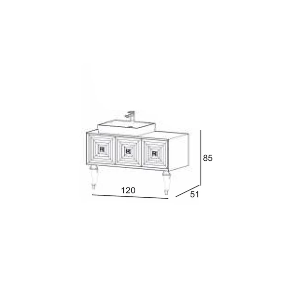 Denko Burcu 120 cm MDF Bej Banyo Dolabı Alt Modül ve Lavabo - 3
