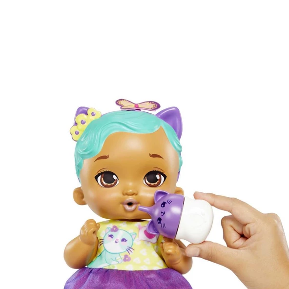 My Garden Baby Yavru Kedi Bebeğimin Bakım Zamanı - Mavi Saçlı Bebek (30 Cm), Tekrar Kullanılabilen Bebek Bezi, Önlüğü, Biberonu ve Aksesuarlarıyla, 3 Yaş ve Üzeri - 2