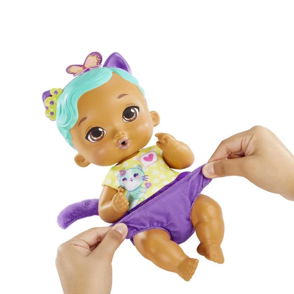 My Garden Baby Yavru Kedi Bebeğimin Bakım Zamanı - Mavi Saçlı Bebek (30 Cm), Tekrar Kullanılabilen Bebek Bezi, Önlüğü, Biberonu ve Aksesuarlarıyla, 3 Yaş ve Üzeri - 3