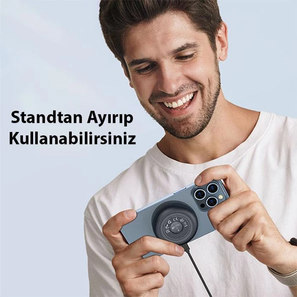 Polham 1 MT 15W Torpido Üstü Araç İçi Telefon Tutucu Magsafe İphone 12,13,14 Serisi Kablosuz Şarj Aleti - 3