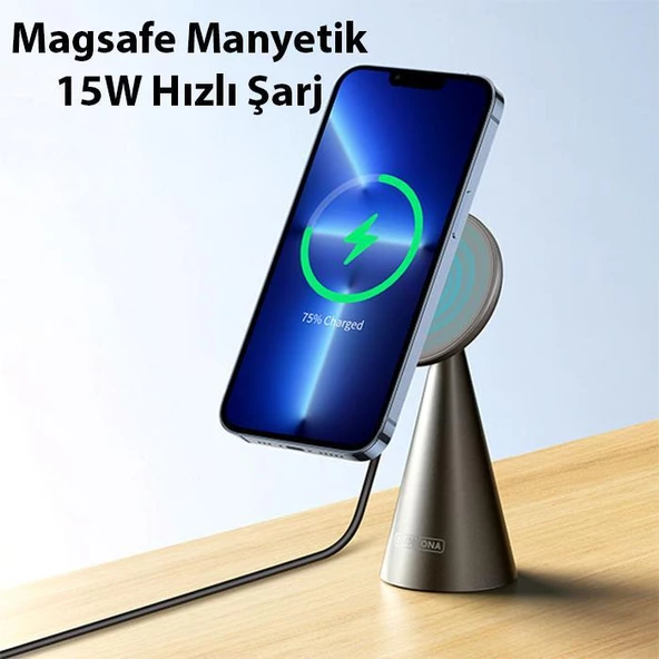 Polham 1 MT 15W Torpido Üstü Araç İçi Telefon Tutucu Magsafe İphone 12,13,14 Serisi Kablosuz Şarj Aleti - 2