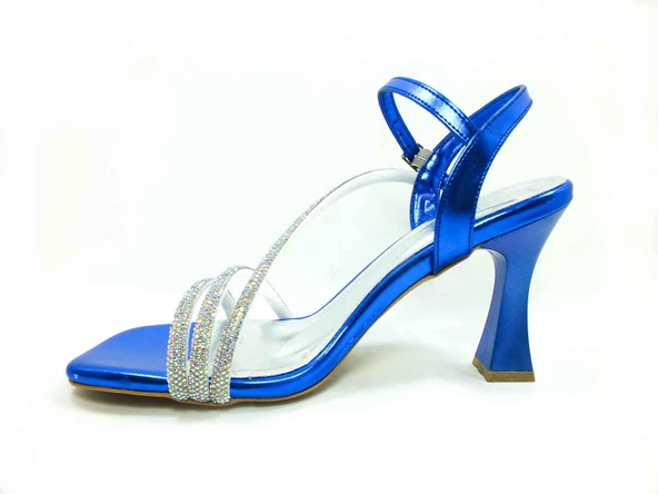 Çarıkçım 8 cm Topuklu Ayakkabı Saks 13 Y-082 - 2