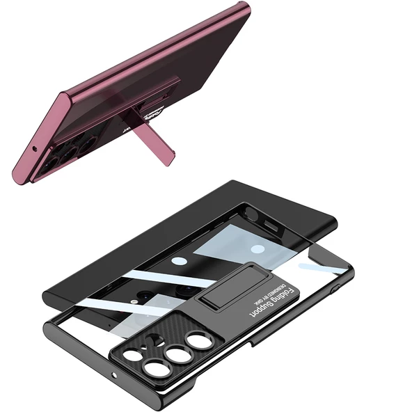 Samsung Galaxy S23 Ultra Kılıf Kamera Korumalı Şeffaf Sarrmaz Standlı Kapak Lego - 7