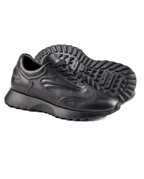 Diavel Siyah Hakiki Deri Erkek Spor (Sneaker) Ayakkabı - Resim 3