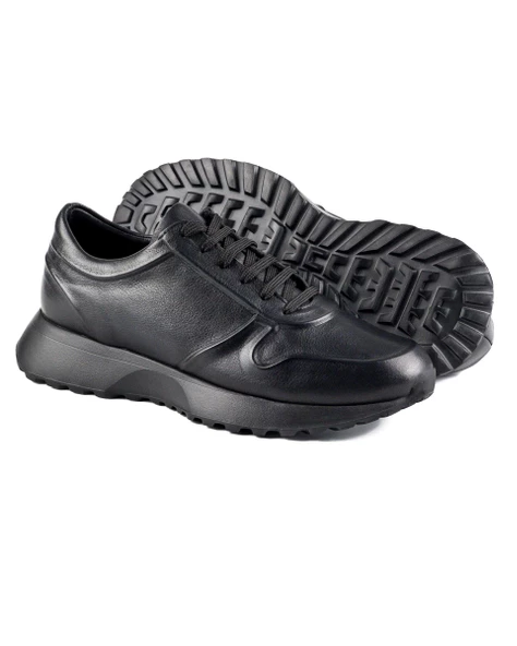 Vstrom Siyah Hakiki Deri Erkek Spor (Sneaker) Ayakkabı - Resim 3
