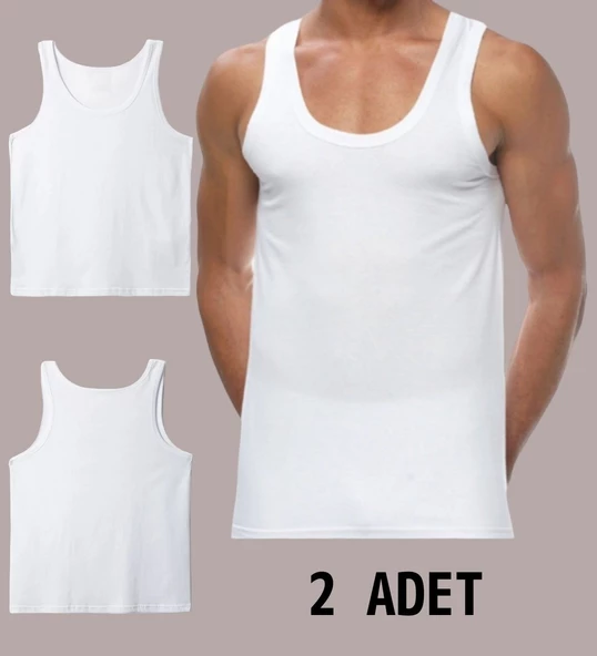 2 ADET ERKEK 100 PAMUK ASKILI KLASİK ATLET