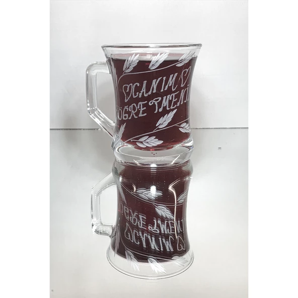 DECOCİA Öğretmenler Günü Hediyesi Özel Yazılı 225cc Cam Kupa Desen Ve İşleme El Yapımı - Resim 2