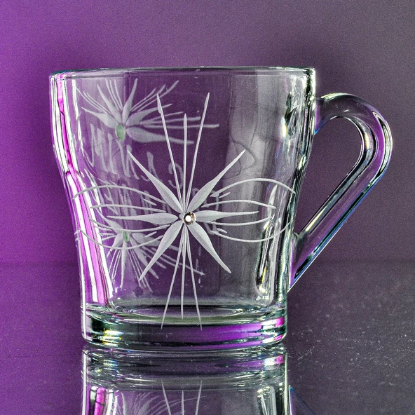 DECOCIA Kişiye Özel Cam kupa 205CC İsimli ve Yazı Kişiselleştirilebilir El İşlemesi - Resim 3