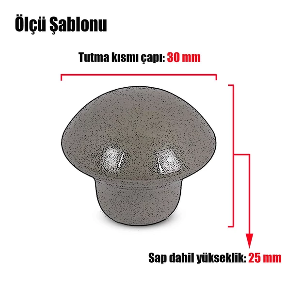 Mantar Düğme Kulp Çekmece Dolap Kapak Kulpu Kulbu Krom Tek Vidalı Metal Kulpları (10 ADET) - 3
