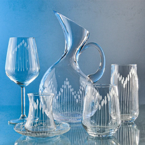 Decocia Kazaan 61 Parça Kesme Bardak Çeyiz Seti Ördek Karaflı Vega Desenli - Resim 2