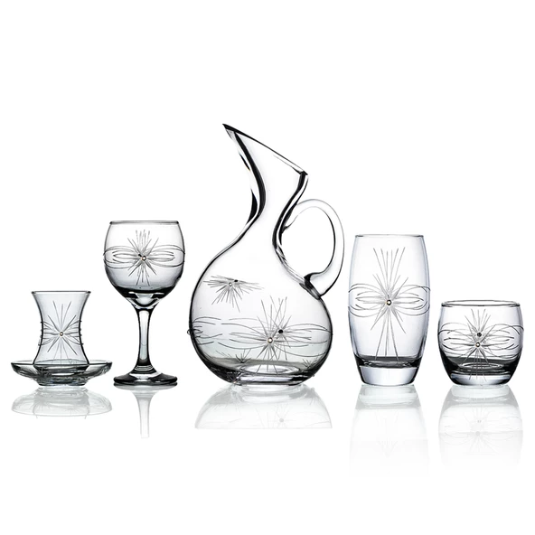 Decocia Pudgy 61 Parça  12 Kişilik  Bardak Çeyiz Seti Ördek Karaflı Mira Desenli ürün görseli