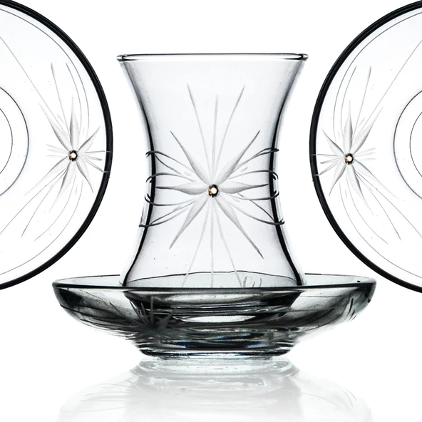 Decocia Pudgy 61 Parça  12 Kişilik  Bardak Çeyiz Seti Ördek Karaflı Mira Desenli - Resim 5