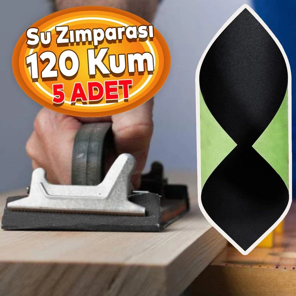 Su Zımparası 120 Kum 23x28 cm Yumuşak Kağıt Tabaka Sulu Kuru Zımpara 5 Adet