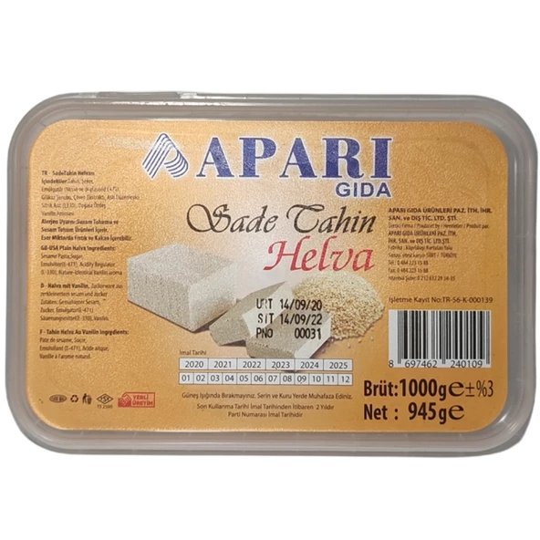 Siirt Helvası Sade 650 Gr Net