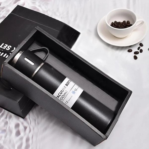 Polham 500ML Paslanmaz Çelik Bardaklı Termos Çift Katmanlı Termos Bardak Mug Araç Kahve Çay El Termosu - 3