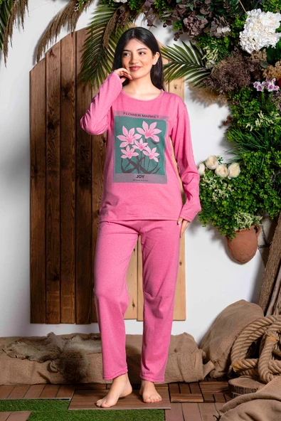 Nisanca Mevsimlik Uzun Kollu %100 Pamuk Kadın Pijama Takımı- Desenli Kadın Pijama - 8