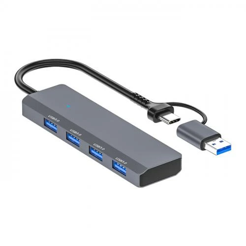 Polham 4in1 Type C ve USB To 4X USB 3.0 Çoğaltıcı Adaptör HUB, Yüksek Voltaj ve Akım Korumalı HUB