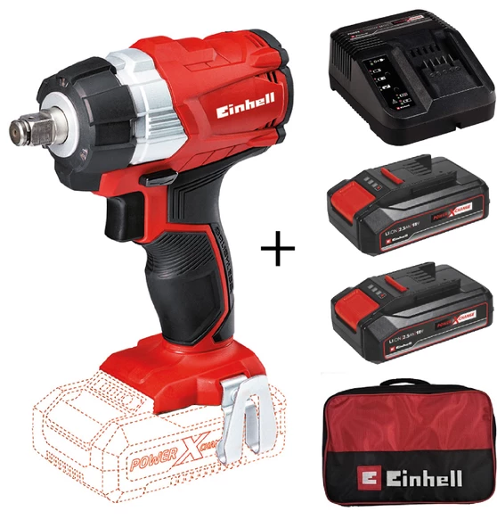 Einhell TE-CW 18 Li BL Akülü Darbeli Somun Sıkma + 2x2,5 Ah StarterKit + Bez Çanta