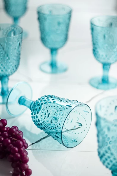 Akrilik Aquamarin 6'lı Kadeh & Su Meşrubat Kahve Yanı Bardağı 450 ml ( Cam Değildir ) - 3
