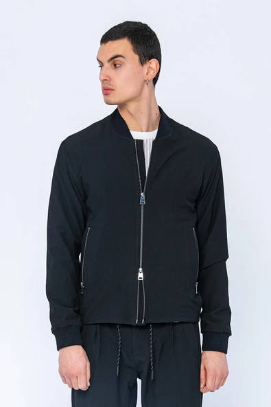 CEKMON Erkek Regular Fit Bomber Yaka Bürümcük Kumaş Ekstra Rahat Ve Hafif Spor Ceket - 8