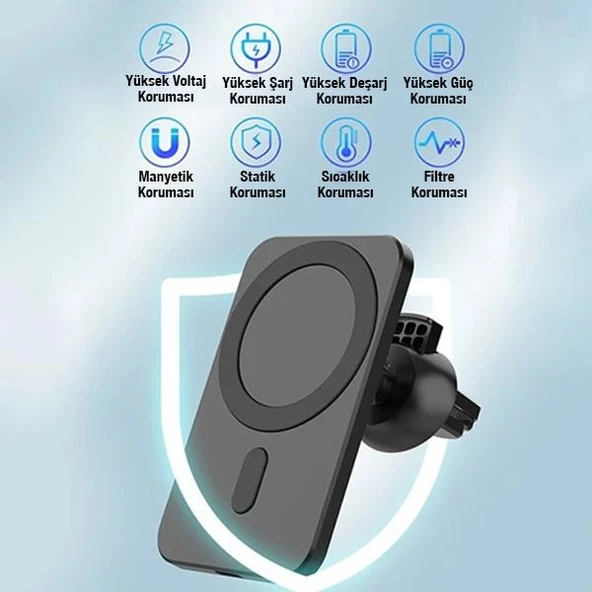 Polham 15W Ultra Güçlü Manyetik Magsafe Uyumlu İphone 12,13,14 Serisi Araç İçi Telefon Tutucu - 5