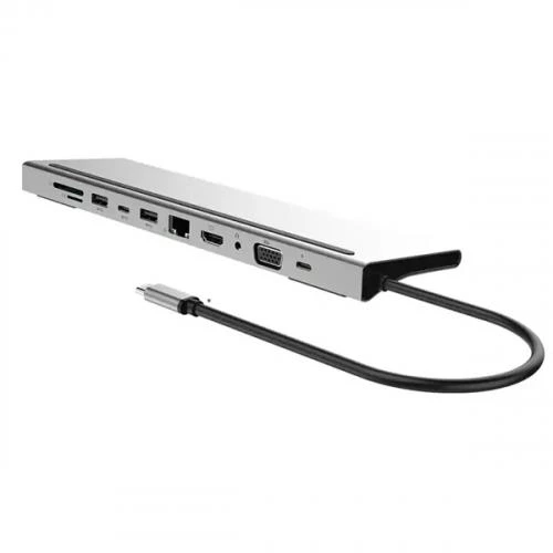 Polham 87W 11in1 Type C Çevirici Çoğaltıcı HUB, 2x Type C, 1x VGA, 1x HDMİ, 1x RJ45, 3x USB,1x SD/TF