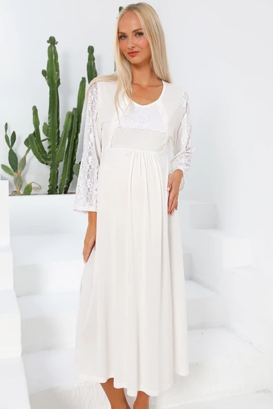Lohusasepeti MOMMYSH® 55103 Elegance Dantel Kollu Lohusa Gecelik - 5