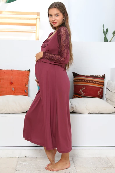Lohusasepeti MOMMYSH® 55103 Elegance Dantel Kollu Lohusa Gecelik - 3