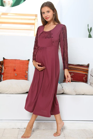 Lohusasepeti MOMMYSH® 55103 Elegance Dantel Kollu Lohusa Gecelik - 2