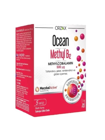 Orzax Ocean Methyl B12 500 Ug 5 Ml Sprey