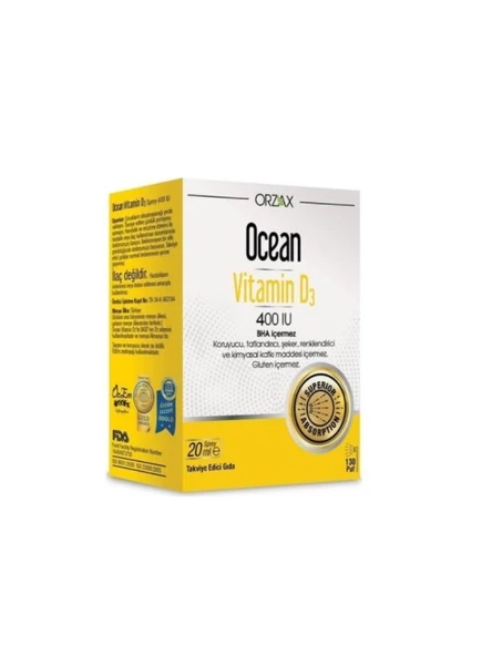 Ocean Vitamin D3 400 Iu Oral Sprey 20 Ml