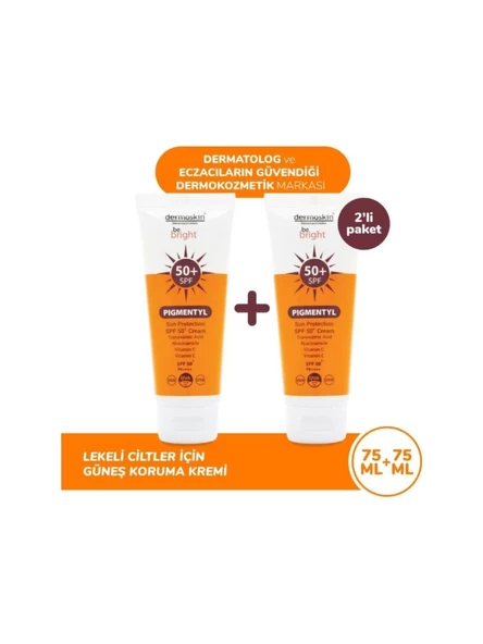 Dermoskin Be Bright Pigmentyl Güneş Koruyucu Spf 50+75 ml Krem 2Li