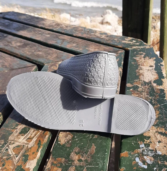 Makosen Gri Plastik Naylon Ayakkabı Düz Topuksuz - 6