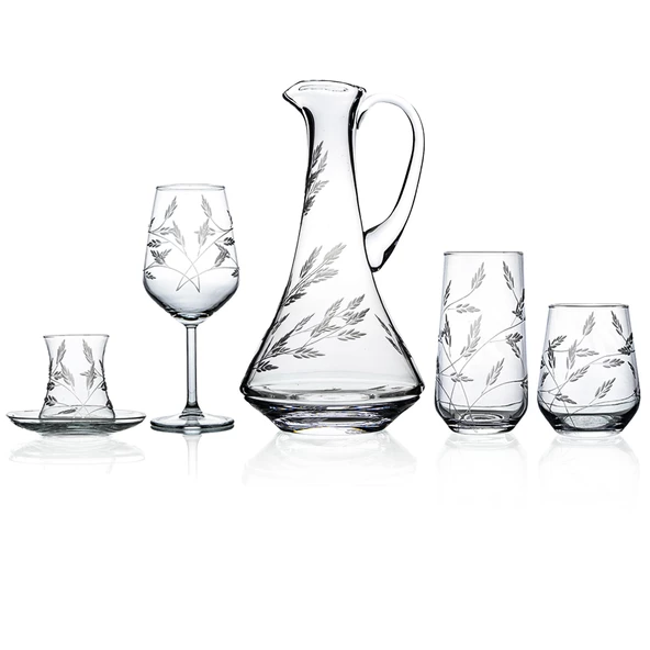 Decocia Kazaan 61 Parça  12 Kişilik  Bardak Çeyiz Seti Dik Karaflı Sürgün Desenli ürün görseli