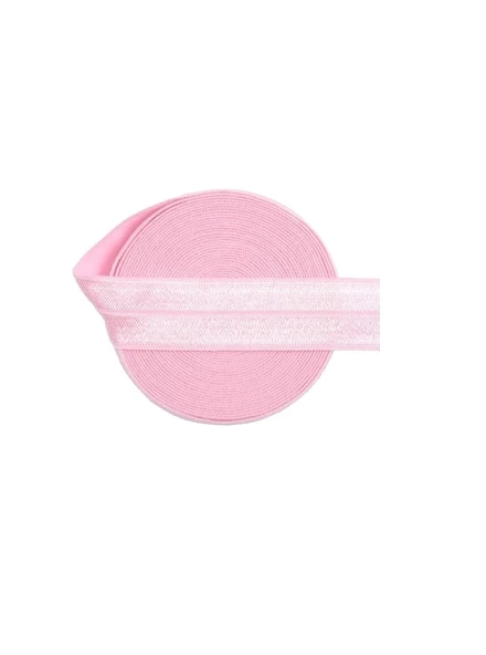 Hayal Sepeti Katlama Biye lastik - Pembe  parlak  eni 1,5cm Çamaşır Lastiği 5METRE - 2