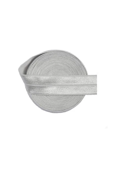 Hayal Sepeti Katlama Biye lastik - Gri parlak  eni 1,5cm Çamaşır Lastiği 5METRE - 2