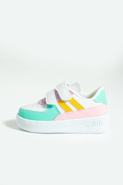 Pembe Potin Rahat Taban Cırtlı Çocuk Sneakers 001-700-23 - 3