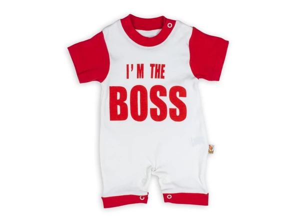 Jolbaby I'm The Boss Baskılı Bebek Unisex Şort Tulum