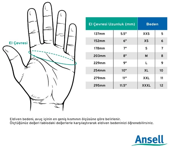 Ansell Alphatec 87-029 Kimyasal Dayanıklı, Doğal Kauçuk Lateks Eldiven - 4