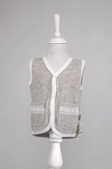 Kadife Dantelli Cepli Yelek 3296 - 11