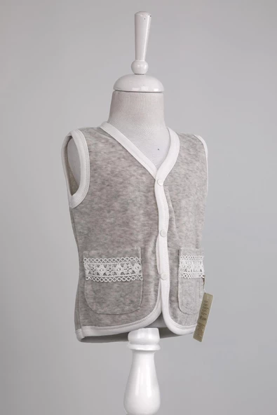 Kadife Dantelli Cepli Yelek 3296 - 12