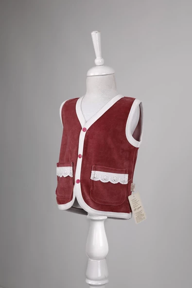 Kadife Dantelli Cepli Yelek 3296 - 3